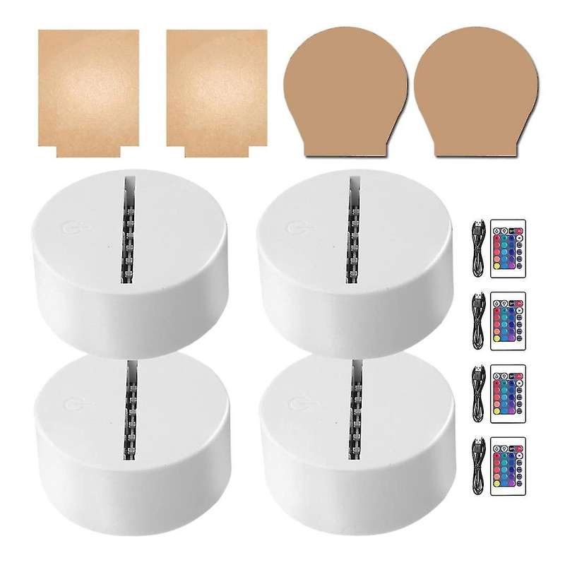 4 Pack 3d Night Led Light Base Kit for Child Room with Usb Cables B