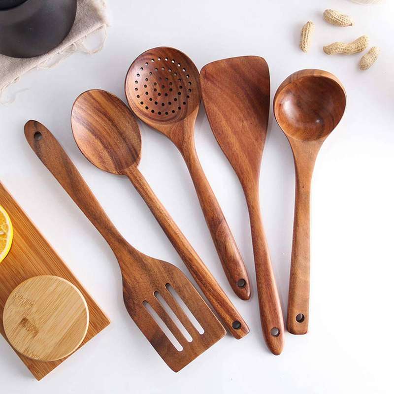 Cooking Utensils Set Wooden Cooking Tools Wood Spatula and Spoons