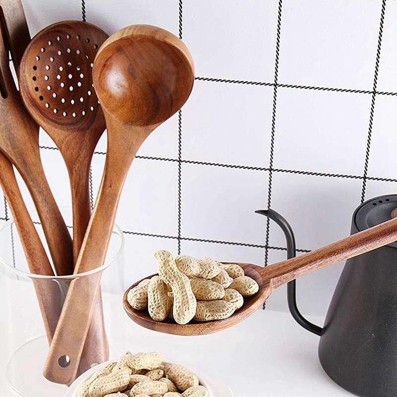 Cooking Utensils Set Wooden Cooking Tools Wood Spatula and Spoons