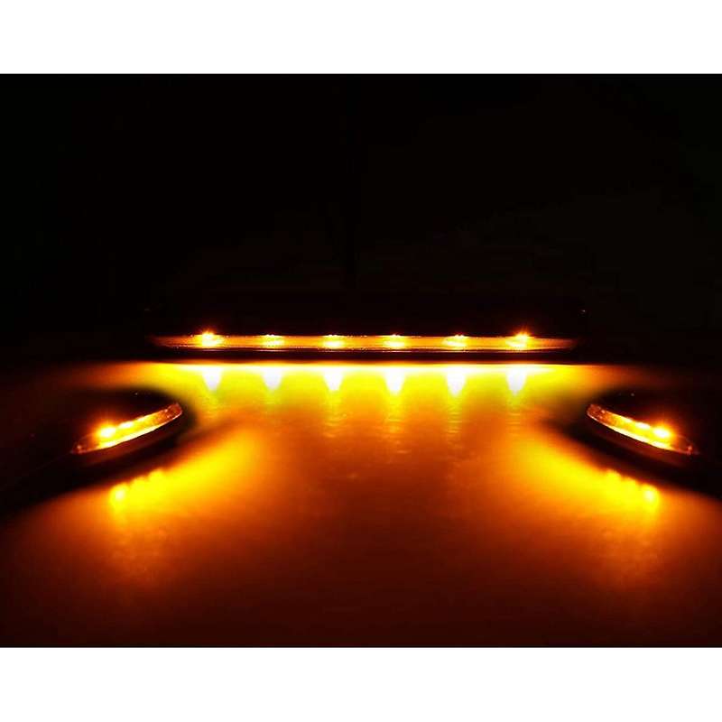 3pc Cab Marker Roof Running Amber Side Dome Led Light Assembly