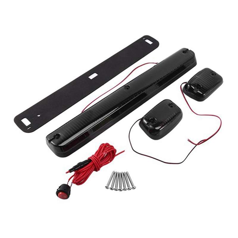 3pc Cab Marker Roof Running Amber Side Dome Led Light Assembly