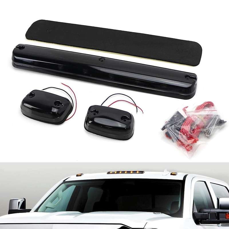3pc Cab Marker Roof Running Amber Side Dome Led Light Assembly