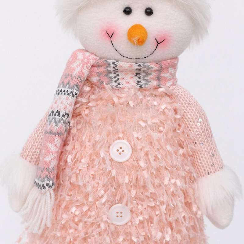 Christmas Pink Stretchable Santa Claus Snowman Plush Dolls Toy B
