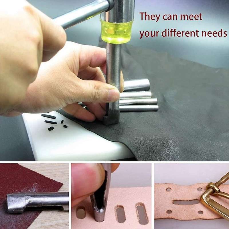 12 Pcs Leather Craft Hole Punch Set 3mm Oval Shape Punch Cutter Tool