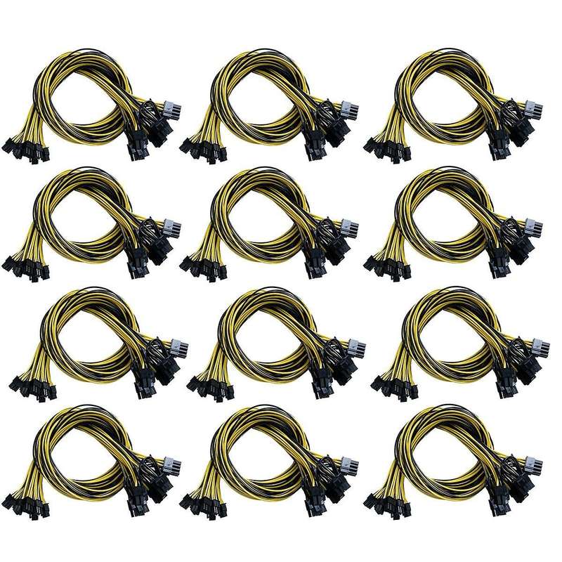 12pcs Pcie 6pin to 8pin(6+2) Male to Male Pci-e Power Cable for Gpu