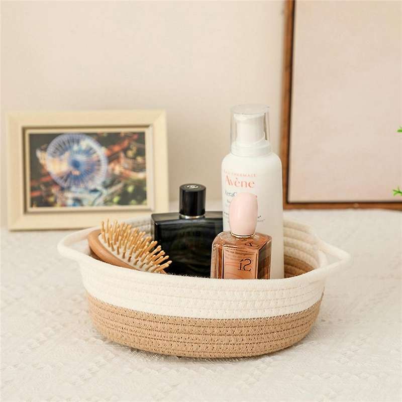 5-piece Storage Basket Set- for Organizing Small Basket -white+brown