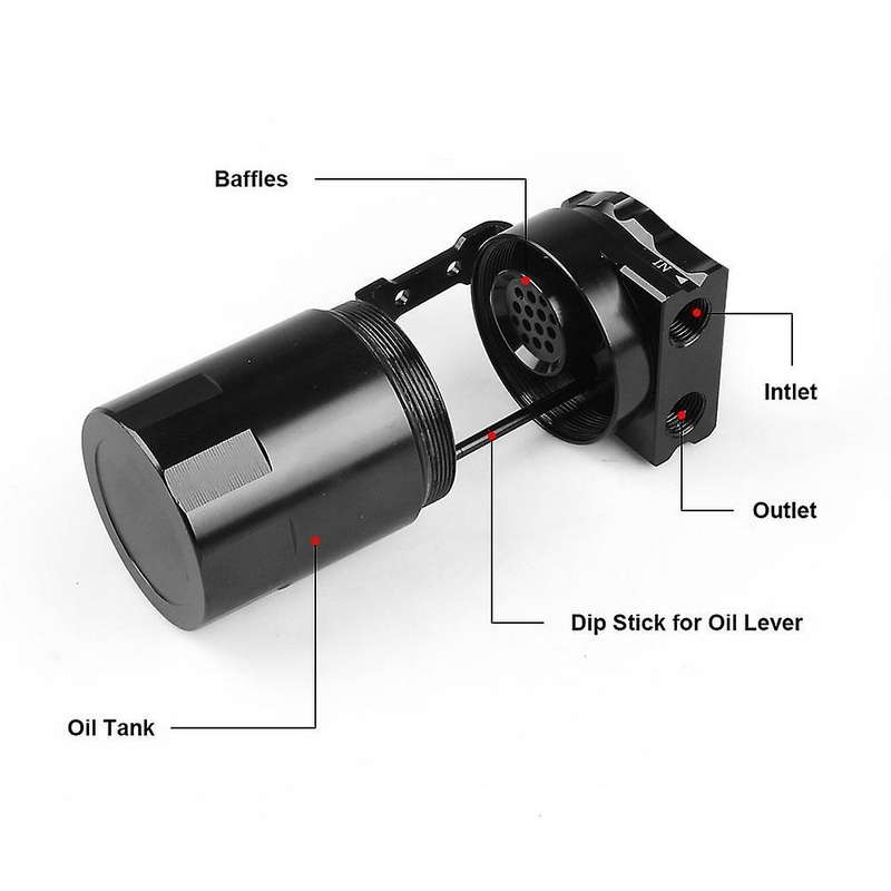 Dyno Racing Universal Oil Catch Can Engine Oil Catch Tank Black