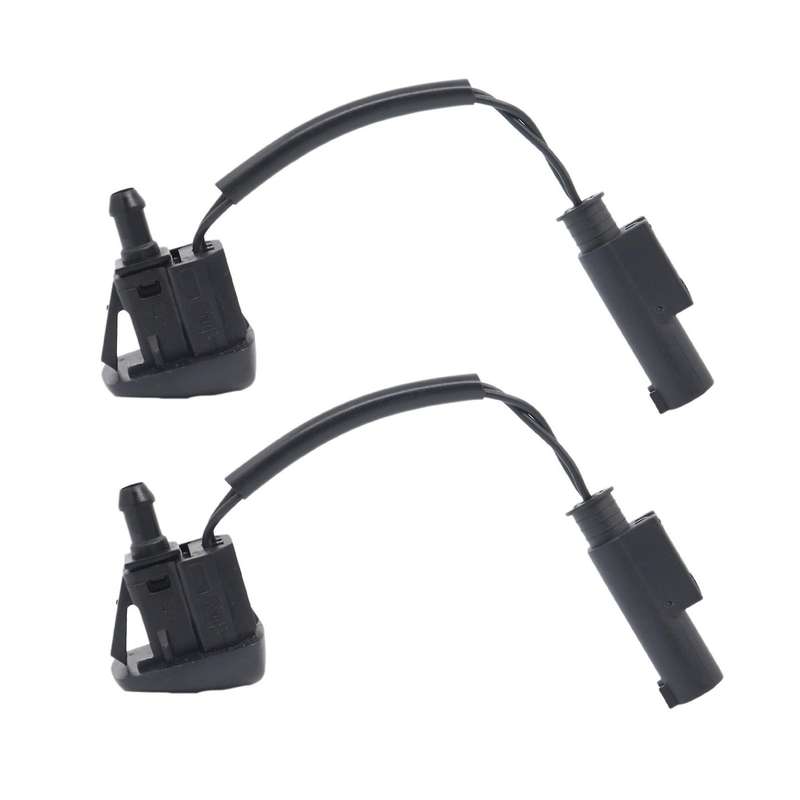 2x 61667046060 Front Black Windshield Wiper Spray Jet Washer Nozzle