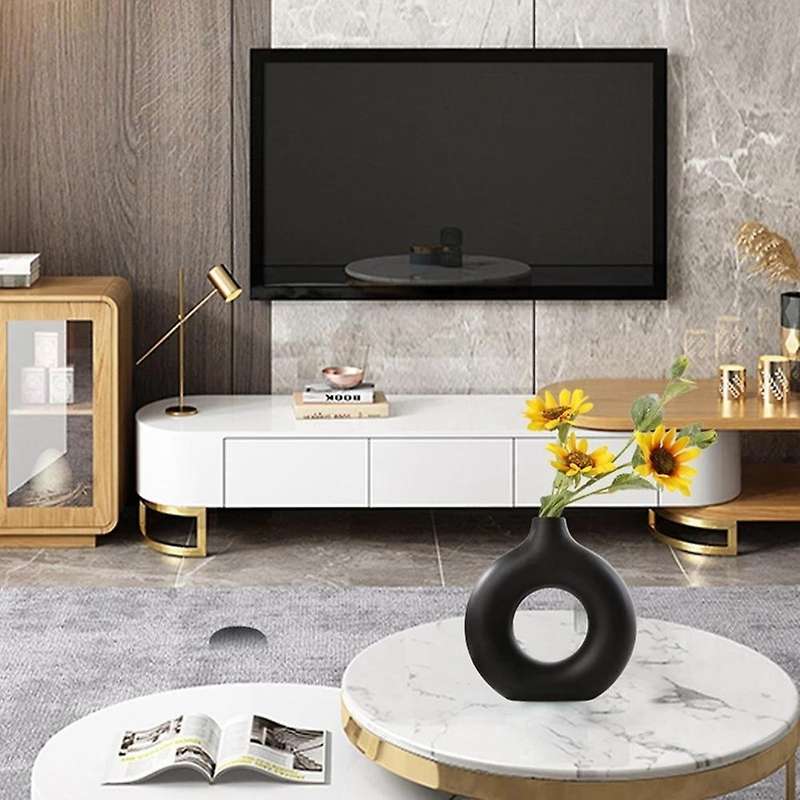 Nordic Ceramic Circular Hollow Office Desktop Interior Gift Decor-c