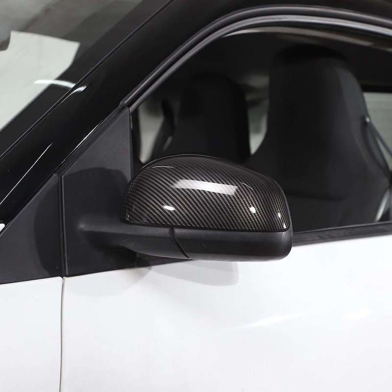 Car Carbon Fiber Abs Rearview Mirror Cap Cover Fit For-mercedes Smart