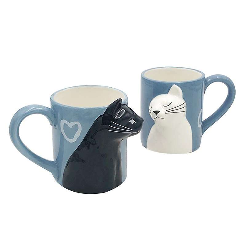 Black and White Cat Couple Cup Cute Pet Cat Pair Cup Home Decoration