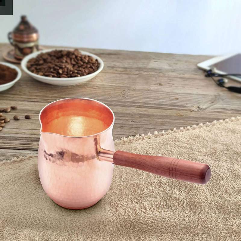 450ml Pure Copper Handmade Coffee Set Coffee Pot with Wooden Handle