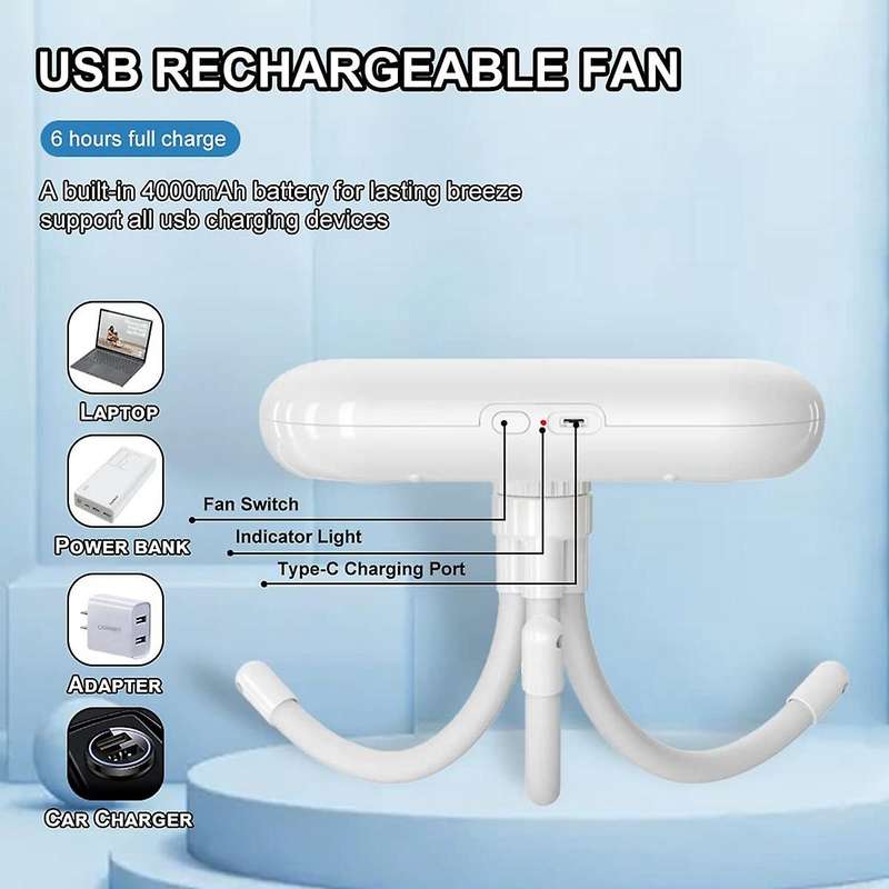 Stroller Fan Handheld Bladeless Fan for Car Seat Crib Bike Desk