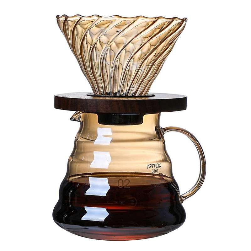 Pour Over Coffee Set V60 Dripper 600ml Coffee Server Glass Funnel,3