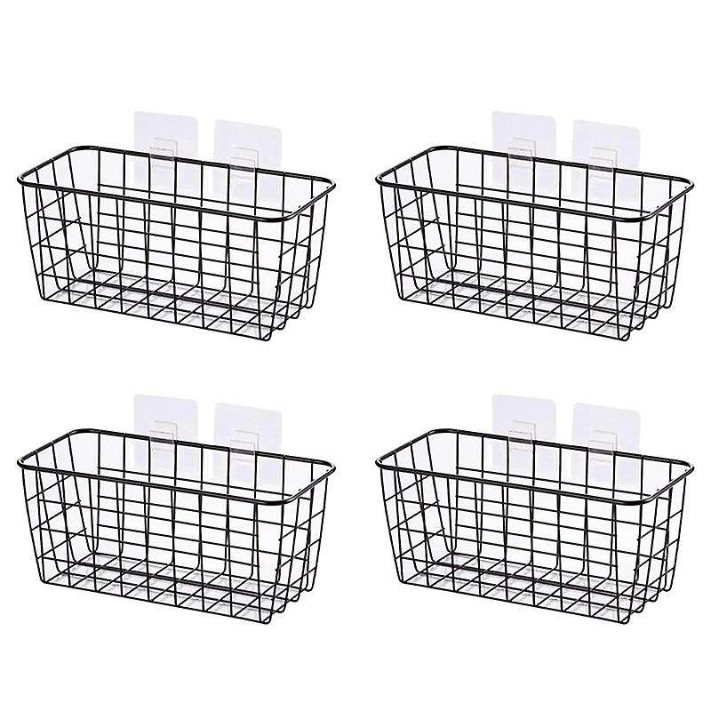 Metal Hanging Wire Basket with Hooks for Organizer Holder 4 Pack