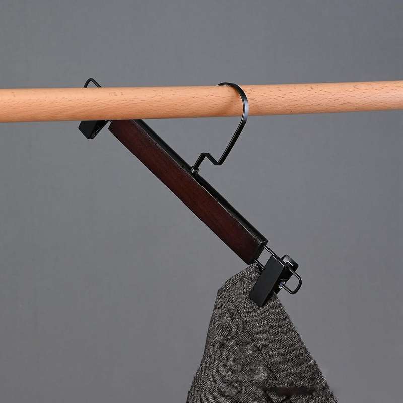 10 Pcs Wood Hanger with Stainless Steel Clips Wooden Skirt Hanger