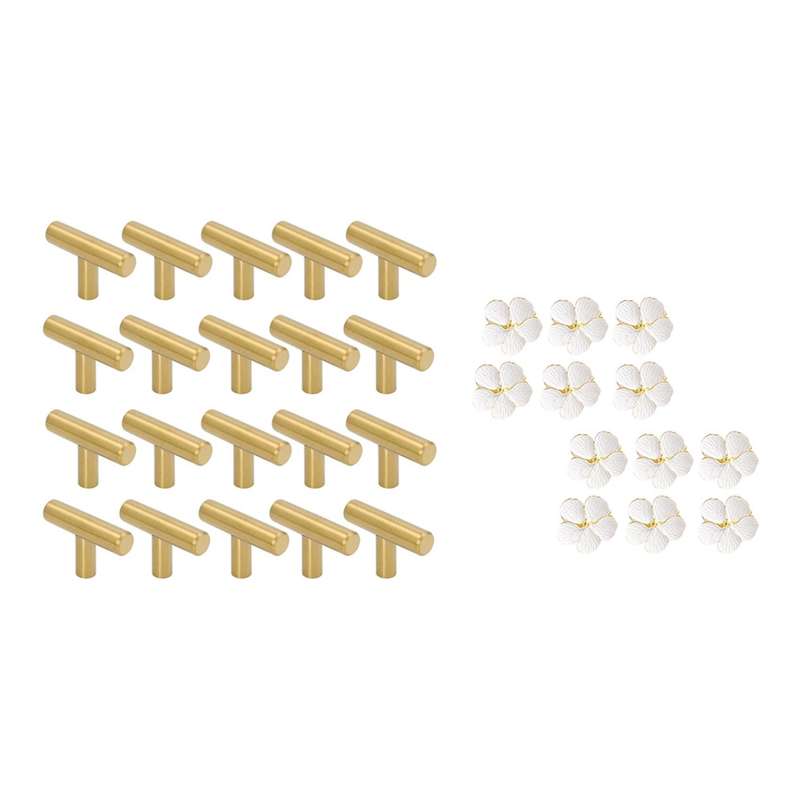 50mm Long Single Furniture Handles Brushed,20 Pack,gold
