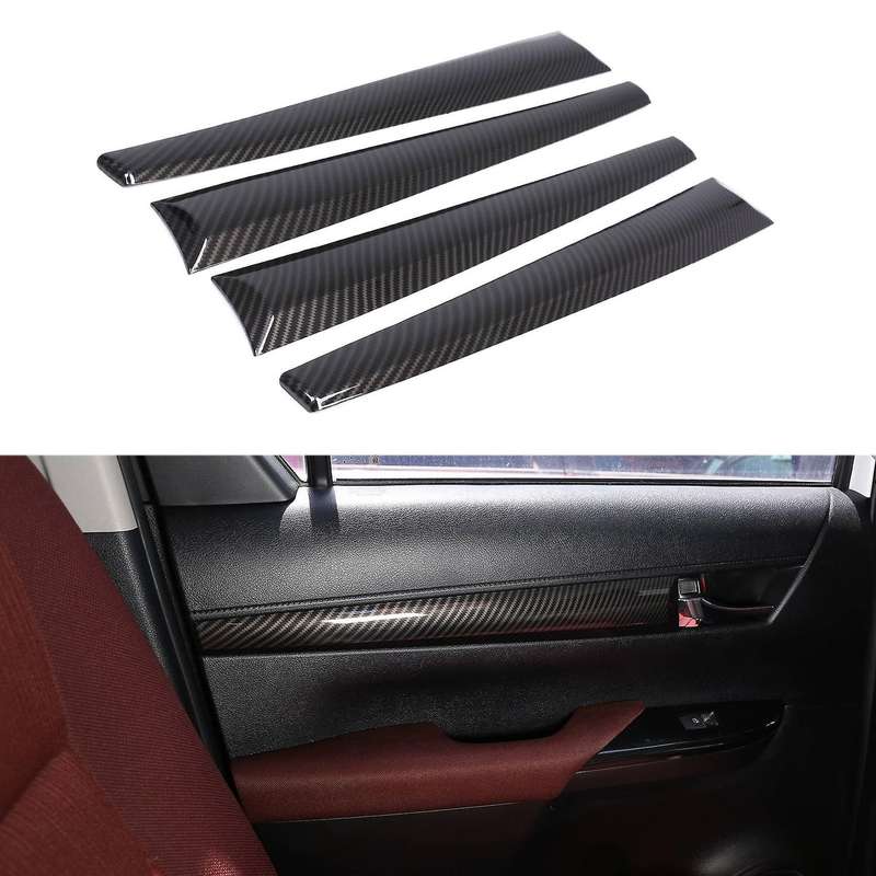 For Toyota Hilux 15-21 Inner Door Panel Trim Car Styling Carbon Fiber