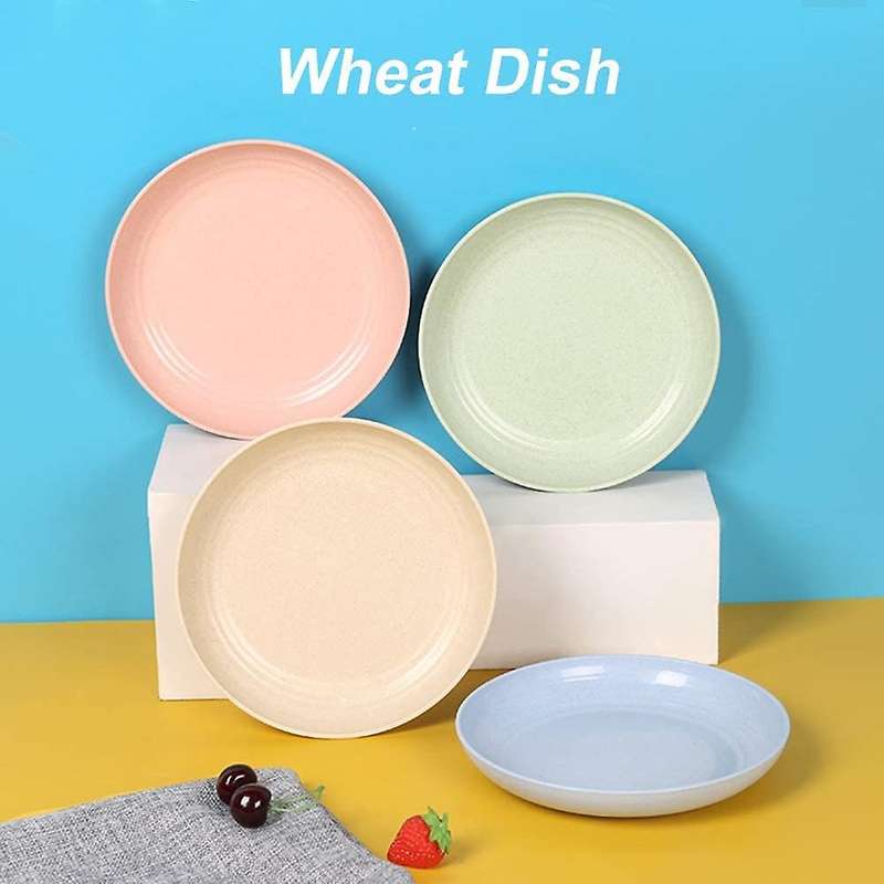 12 Pack Wheat Straw Dinner Plate, for Salad(6.8inch,7.8inch, 8.8inch)