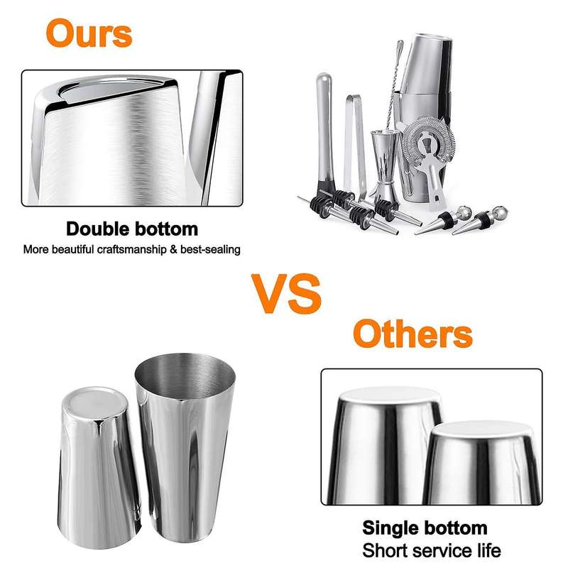 Stainless Steel Boston Bar Set Tools with 28oz/20oz Shaker Tins