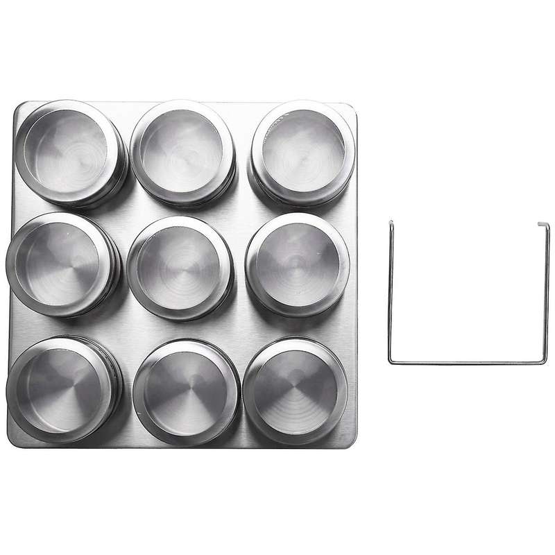 9 Pieces Magnetic Spice Jars Set Stainless Steel Salt Container