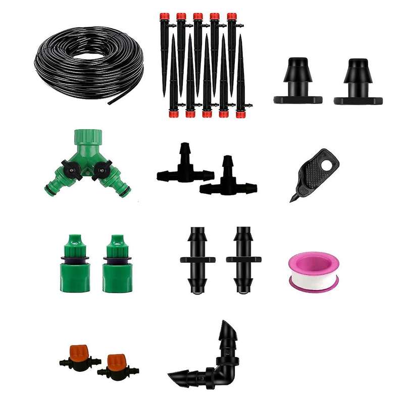 114.8 Ft 1/4inch Hose Drip Irrigation System Adjustable Sprinkler Kit