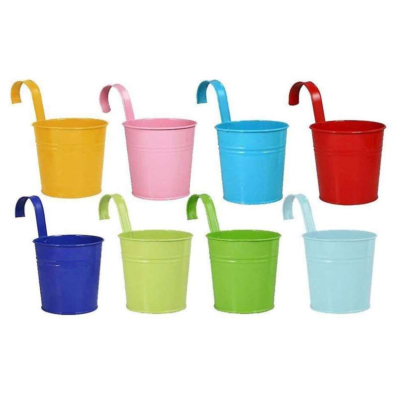Set Of 10 Metal Hanging Flower Pots with Hook and Drainage Hole
