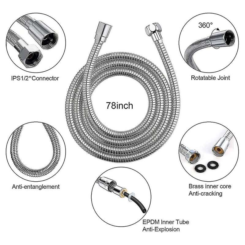 High Pressure Hand Held Shower Head with Hose and Adjustable Bracket