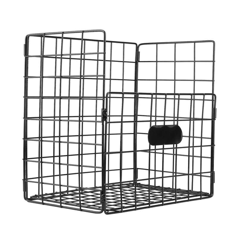 Foldable Iron Laundry Basket Wall Mounted Bathroom Dirty Black