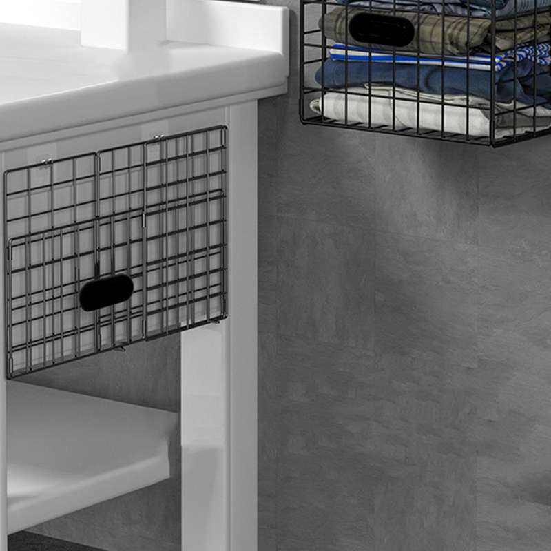 Foldable Iron Laundry Basket Wall Mounted Bathroom Dirty Black