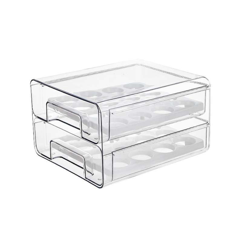 Egg Holder for Refrigerator with Removable Tray 32 Grid 2-layer