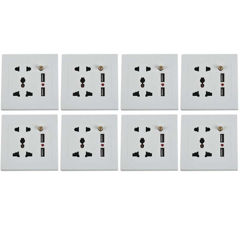 8x 2.1a Dual Usb Wall Charger Socket Adapter Universial Wite Switch