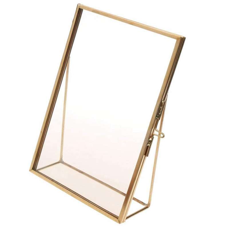 Cadre Photo Rectangulaire En Verre Transparent - Or , 10.2 X 15.3 Cm