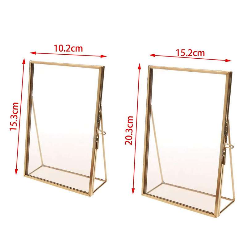 Cadre Photo Rectangulaire En Verre Transparent - Or , 10.2 X 15.3 Cm