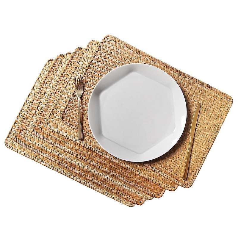 Kitchen Mat Woven Placemats Set Of 6,natural Seagrass Heat Resistant