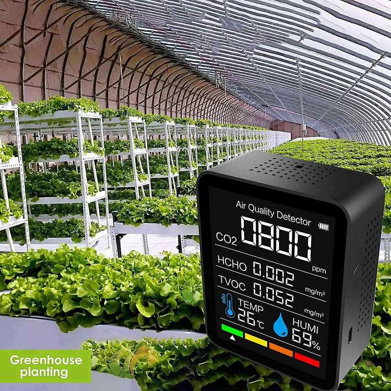 Indoor Co2 Meter, Benchtop Detector, Carbon Dioxide Detector Black