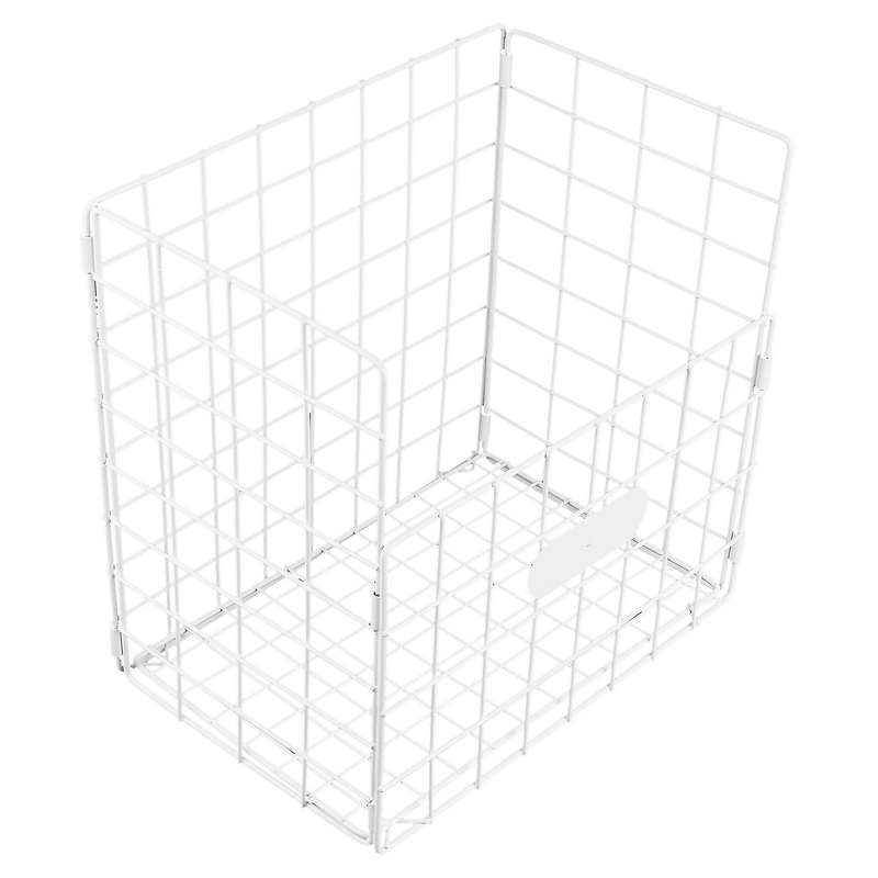 Foldable Iron Laundry Basket Wall Mounted Bathroom Dirty White