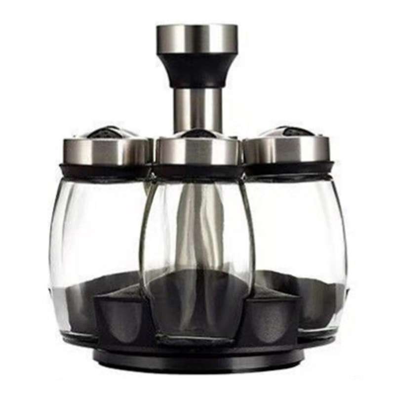 Rotary Seasoning Rack Black Seasoning Bottle Box Seasoning Jar