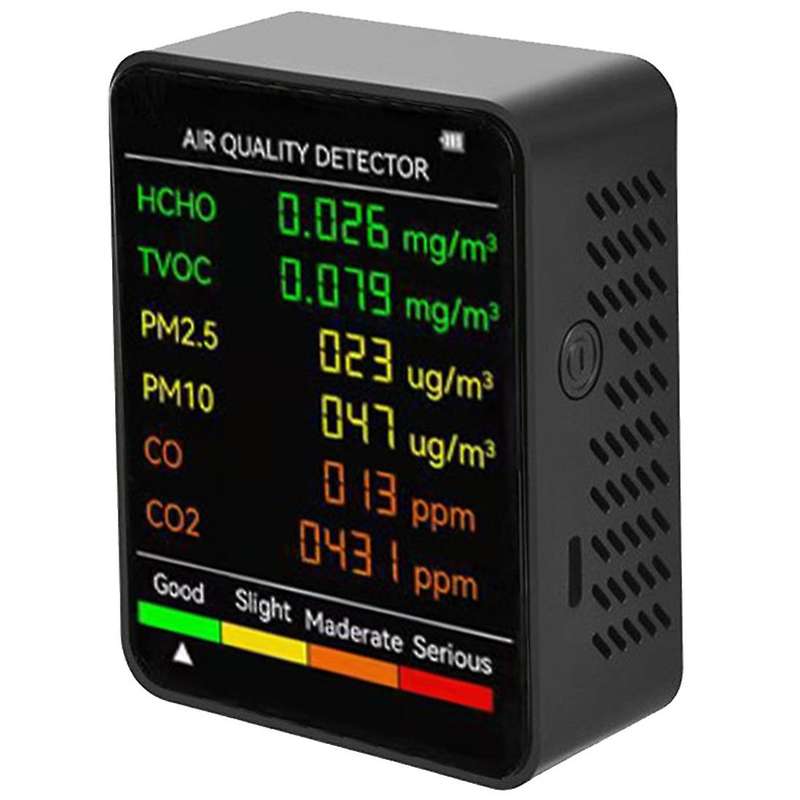 6 In 1 Pm2.5 Pm10 Hcho Tvoc Co Co2 Air Quality Detector,black