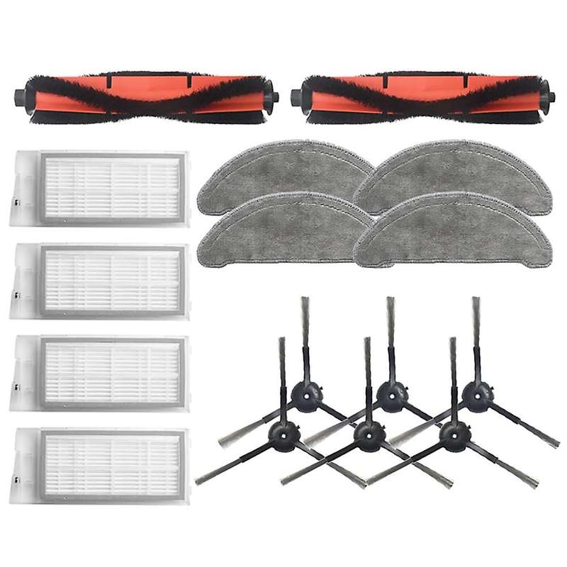 16pcs Mop Cloths Rolling Side Brush Hepa Filter for Roidmi Eve Plus