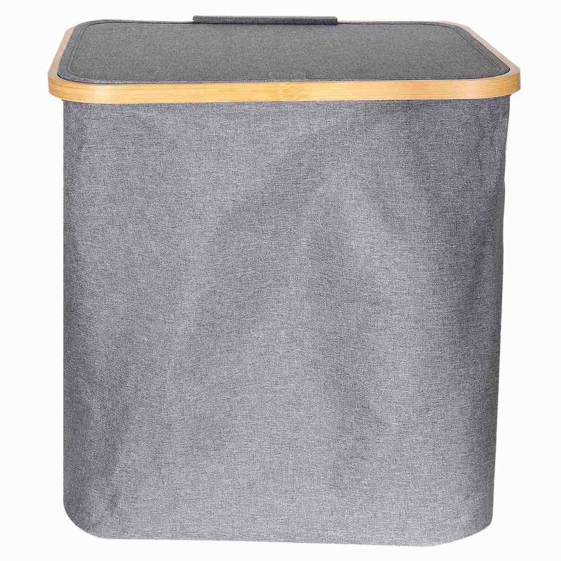 Laundry Basket with Lid, Bamboo Dirty Clothes Hamper with Handle