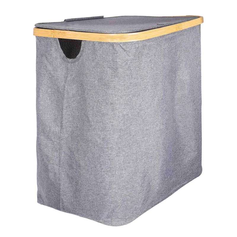 Laundry Basket with Lid, Bamboo Dirty Clothes Hamper with Handle