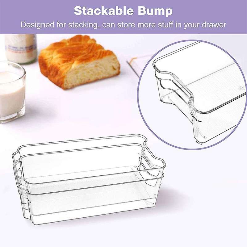 4 Pack Fridge Organiser Set,clear Plastic Bins,refrigerator Container