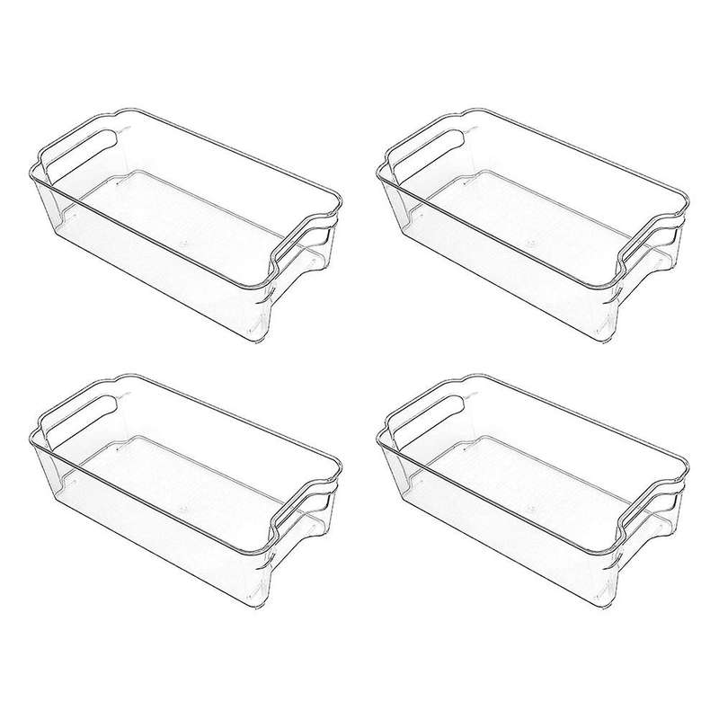 4 Pack Fridge Organiser Set,clear Plastic Bins,refrigerator Container