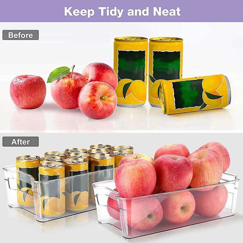 4 Pack Fridge Organiser Set,clear Plastic Bins,refrigerator Container