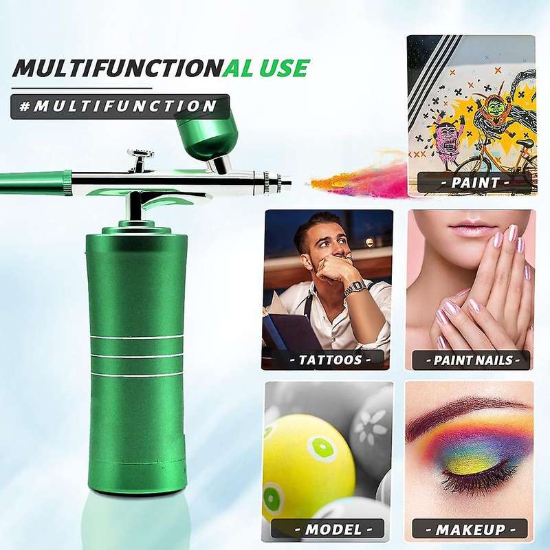 Mini Airbrush, Portable Cordless Airbrush Kit with Compressor,(green)