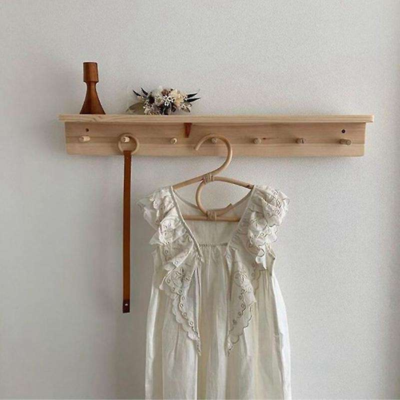6pcs Rattan Nordic Style Kids Garments Organizer Rack Children Hanger