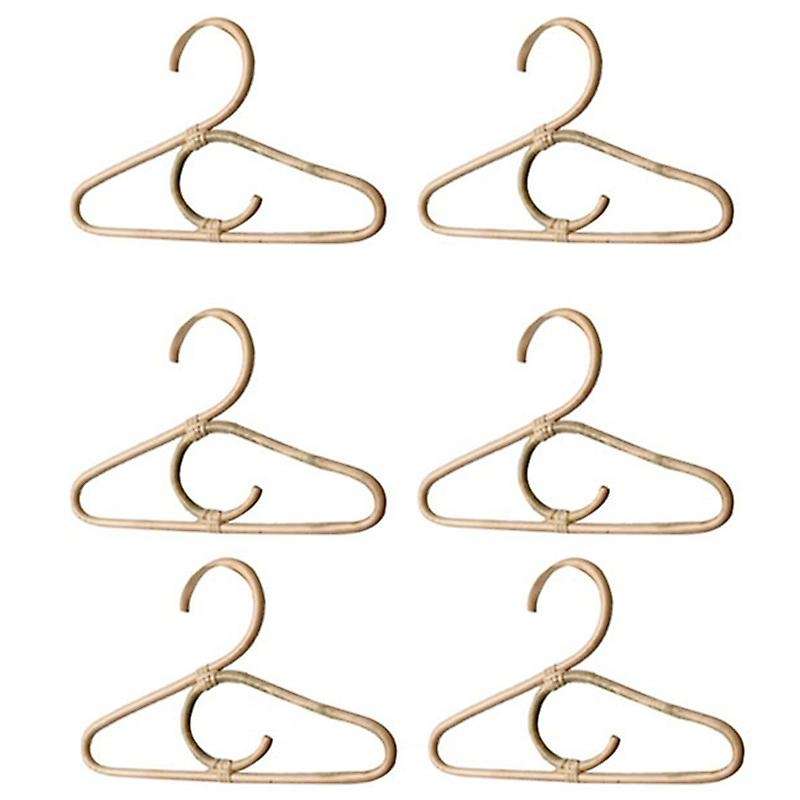 6pcs Rattan Nordic Style Kids Garments Organizer Rack Children Hanger