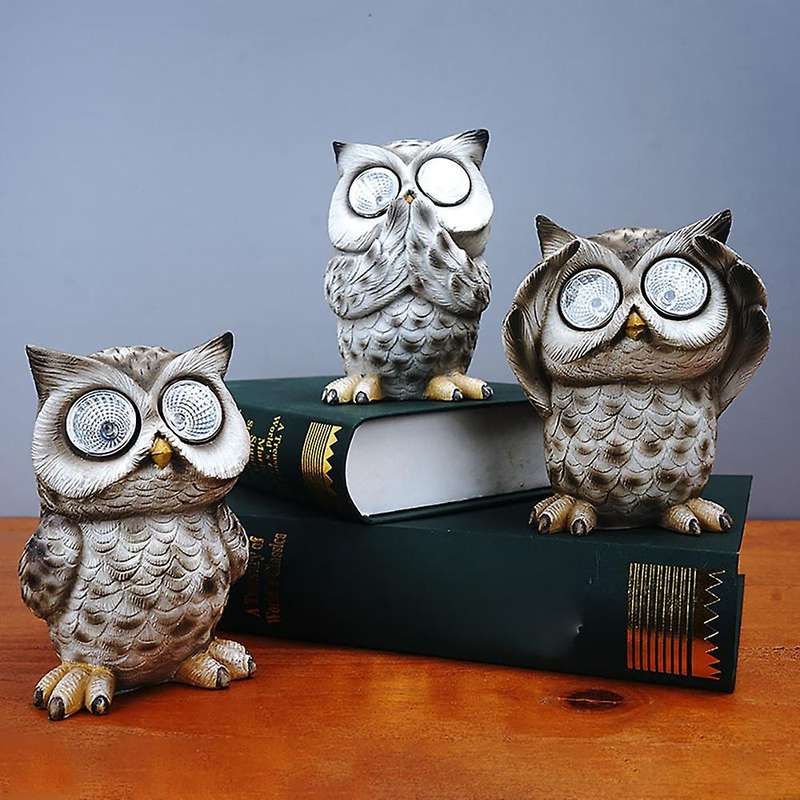 Solar Owl Decor 3 Packs Owl Path Light for Garden Lawn Backyard