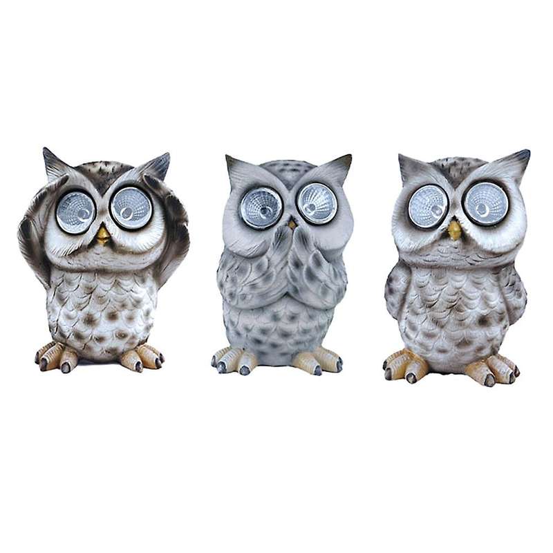 Solar Owl Decor 3 Packs Owl Path Light for Garden Lawn Backyard